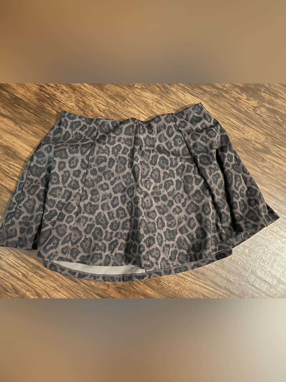 Gray Leopard Print Athletic Skort